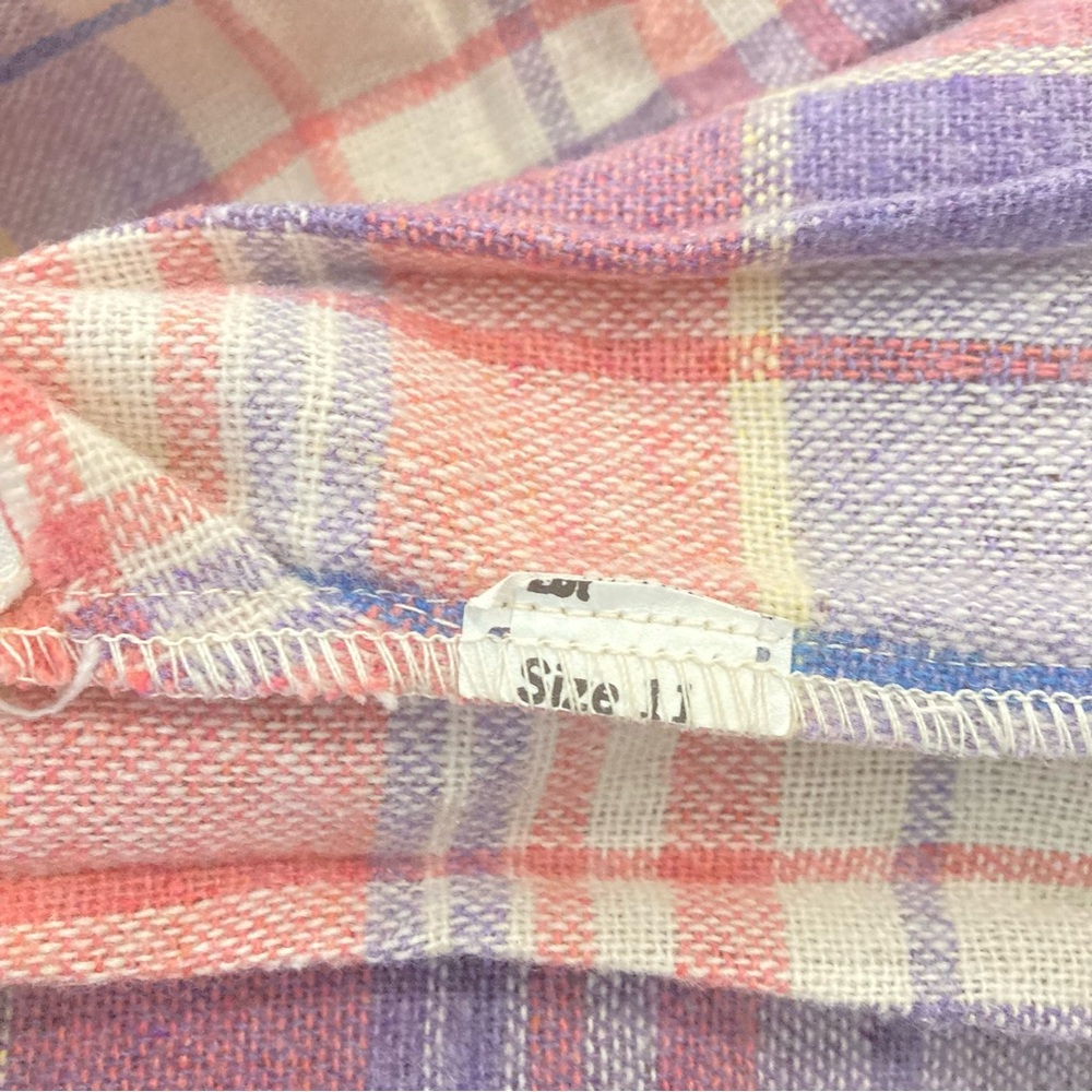 Vintage pleated skirt pink purple blue cream plaid wool midi skirt - Picture 12 of 12